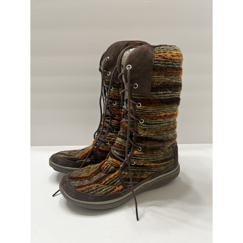 Merrell Women's Pechora Sky Boots Expressive Orange Faux Fur Lining Lace-Up 9 - Picture 11 of 13
